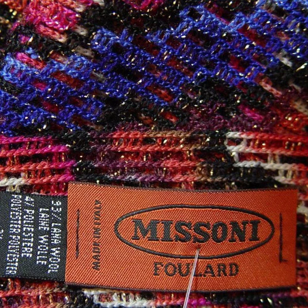 MISSONI zigzag wool lurex long open weave scarf NEW